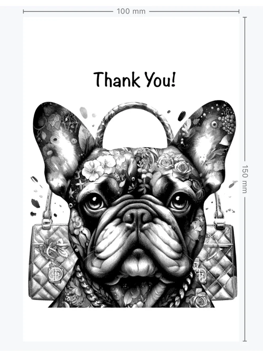 Frenchie Thank You Labels 4”x6”-100ct.